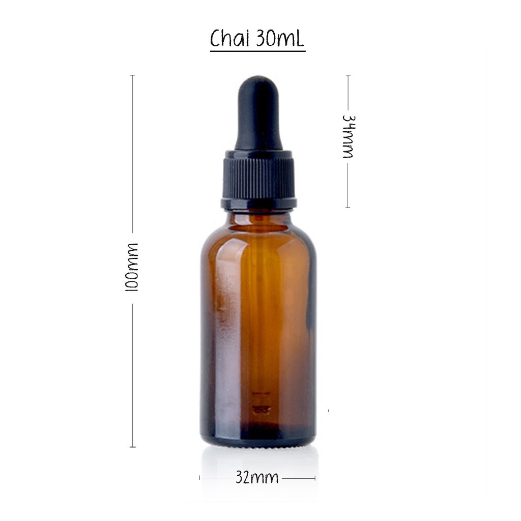 Chai Tinh Dầu Nhỏ Giọt 5mL, 10mL, 30mL, 50mL, 100mL thủy tinh màu nâu Amber- đầu nhỏ giọt / đầu bóp dropper / xịt giọt