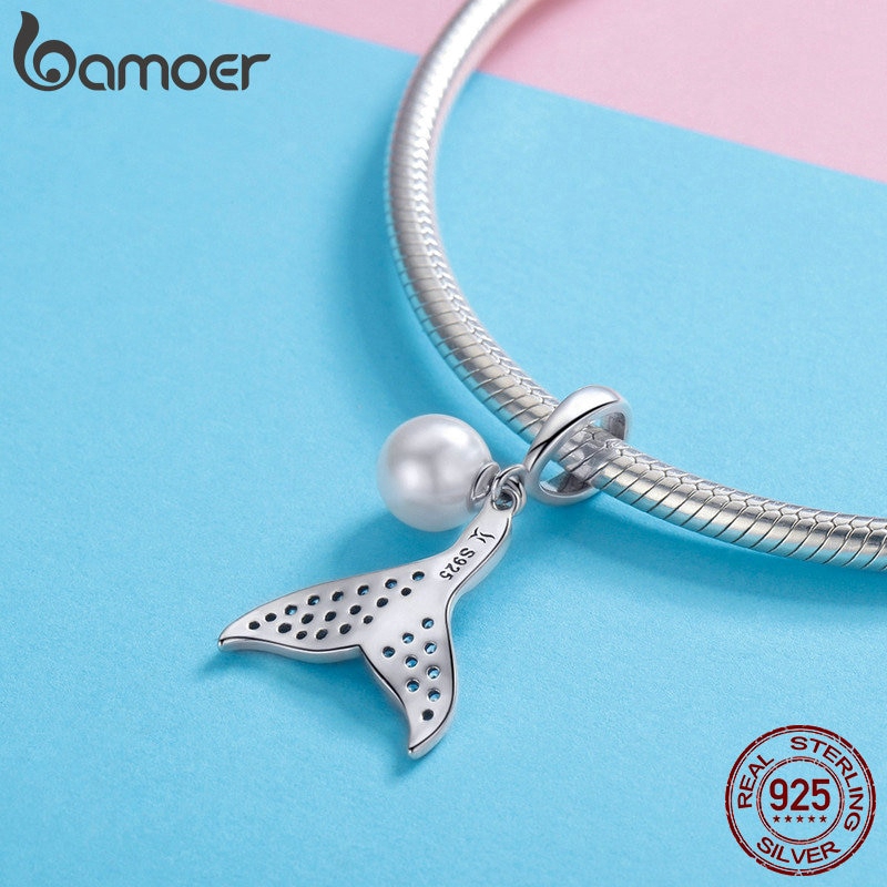 BAMOER Mặt Dây Chuyền Hình Đuôi Cá BạC 925