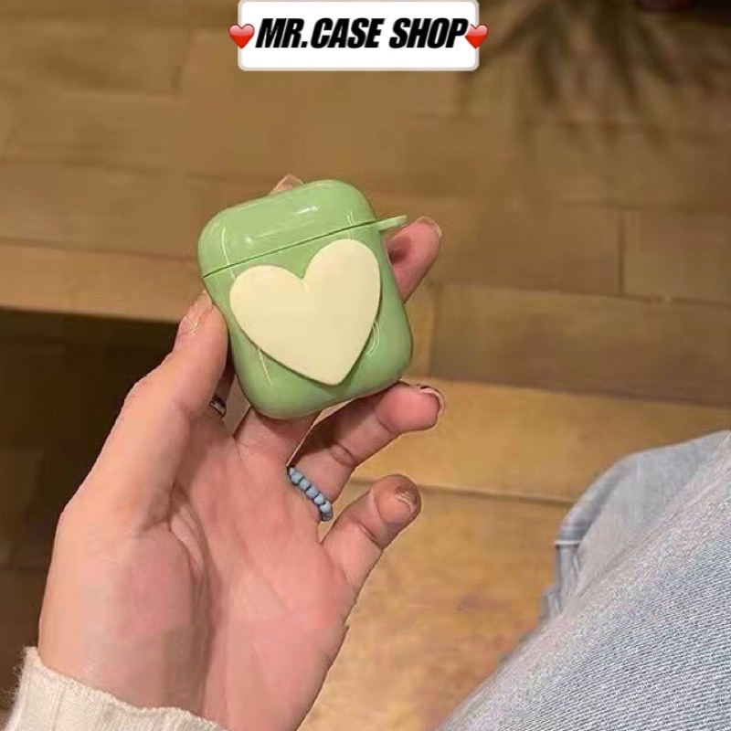 [ CÓ AP 3 ] Case Airpods 1/2 /Pro Vỏ Ốp Tai Nghe Hình Tim Màu Đỏ Sẩm - Mr.Case AirPods