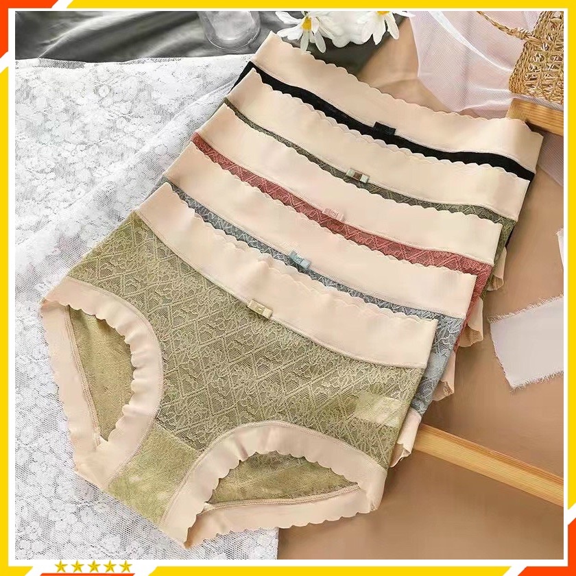 Quần Lót Ren Nữ - Quần Chip Nữ Cạp Và Viền Su Mát Lạnh Co Giãn Thoải Mái - Mẫu Mới QL08