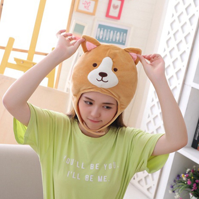 Mũ Nhồi Bông Hình Chú Chó Corgi Dễ Thương Dùng Làm Đạo Cụ Chụp Ảnh