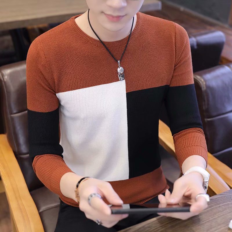 Áo Sweater Mỏng Cổ Tròn Dáng Ôm Phong Cách Hàn Quốc Trẻ Trung Cho Nam