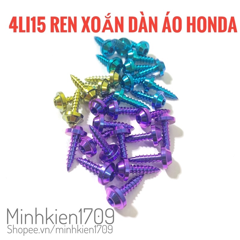 (GR5 XỊN) Ốc titan 4li ren xoắn dàn áo xe honda