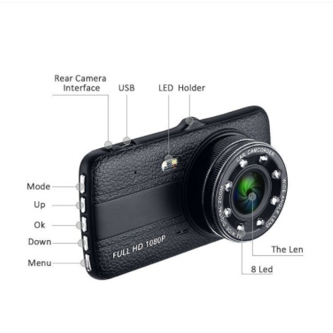 Camera Hành Trình Trước Sau Full HD Tích Hợp 8 LED Hồng Ngoại - X004- Bảo Hành 12 Tháng