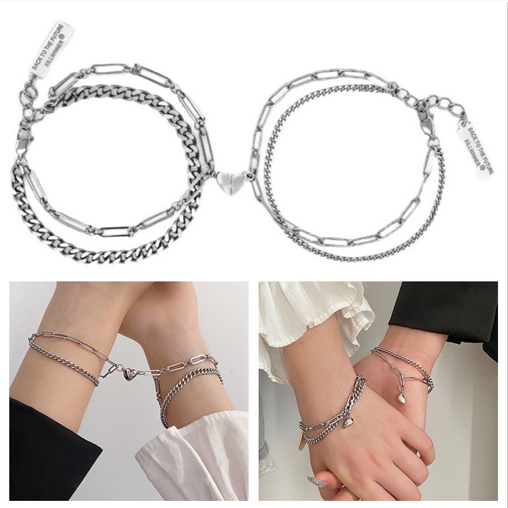 Vòng Đeo Tay Cặp Đôi Hình Trái Tim Có Nam Châm Mát Mẻ