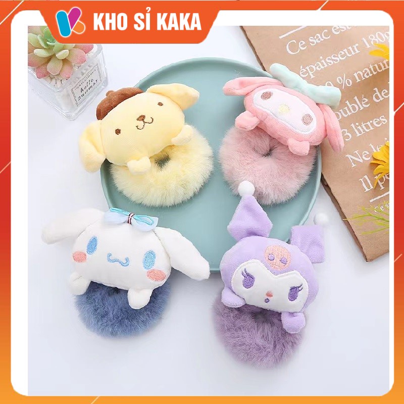 Dây cột tóc lông thú bông Sanrio kuromi dễ thương