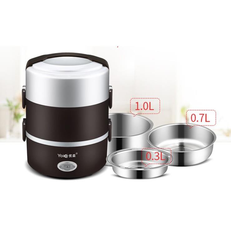 Hộp cơm cắm điện 3 tầng Yoice Y-DFH3, dung tích 2.0 lít, nấu chín, hâm nóng và giữ nhiệt cho thức ăn | BigBuy360 - bigbuy360.vn