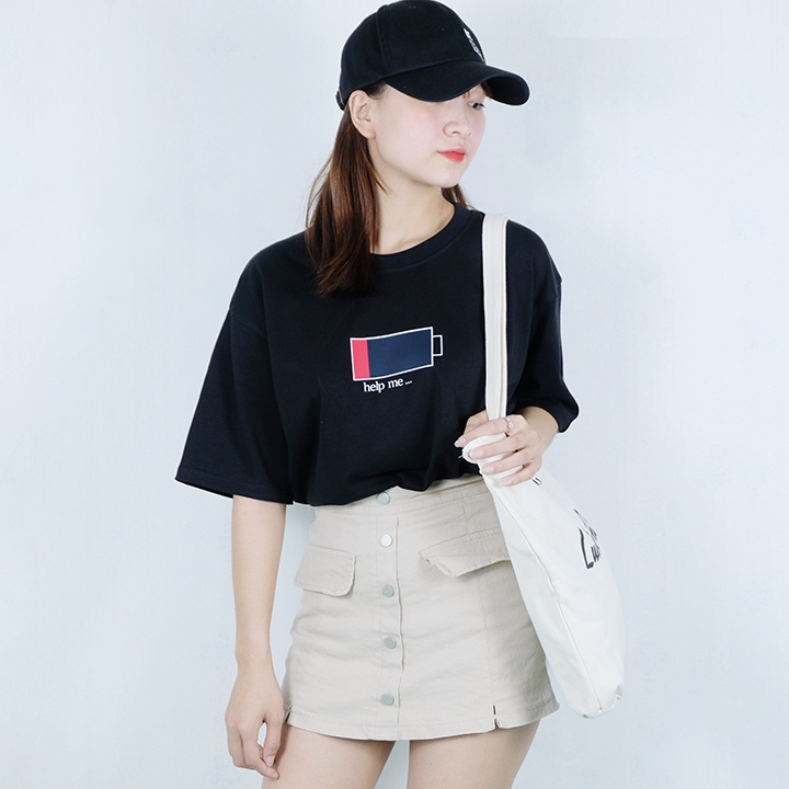 Áo thun unisex X WEAR hình Pin năng lượng cotton co giãn 4 chiều TBSA04