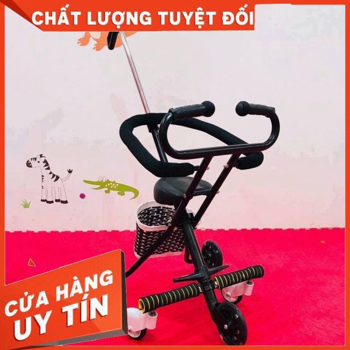 Xe Đẩy 5 Bánh Siêu Thị Cho BÉ LOẠI XỊN Tay Cần Vòm, Bánh Xe Phát Sáng, Có Giỏ Đựng Đồ