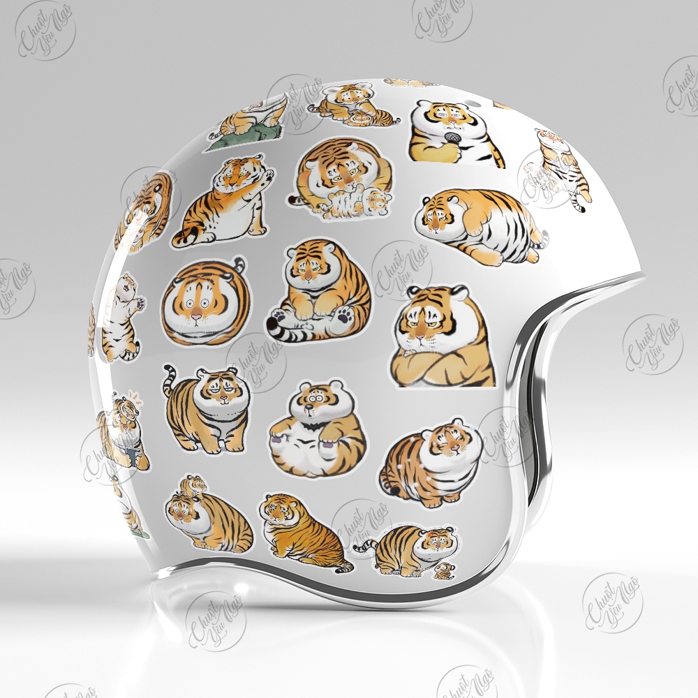 Combo 100 sticker decal hình dán mảnh HỔ MẬP ú vô tri xuống núi chống nước chất lượng cao