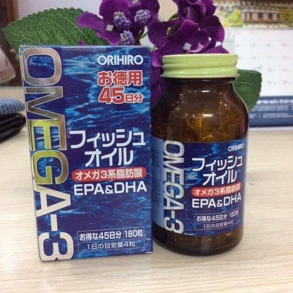 [Hỏa tốc HCM] Dầu cá Omega 3 Orihiro fish oil, Omega 3 EPA &amp; DHA Orihiro 180 viên Nhật Bản