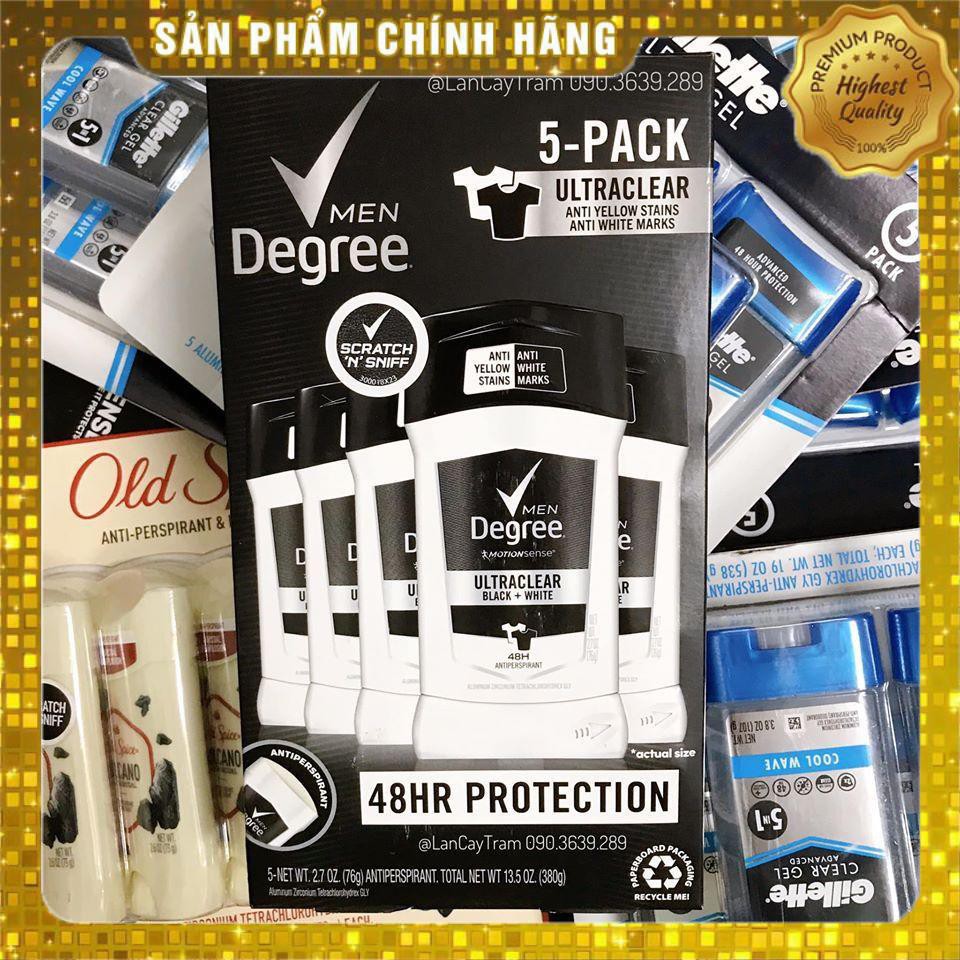 Set 5 Lăn khử mùi nam Degree Men Motionsense Ultra Clear Black White