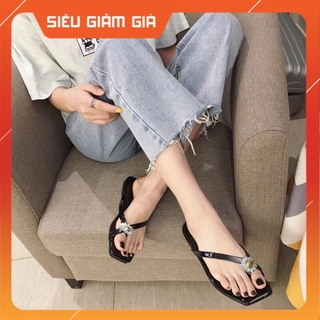 Dép nữ susi xỏ ngón quai chéo gắn nơ cao cấp