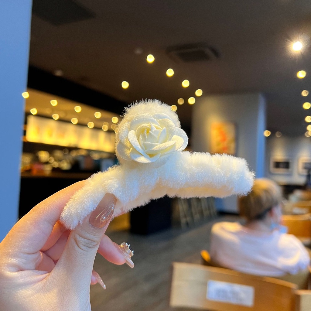 Kẹp Tóc Hoa Trà Nhồi Bông Phong Cách Mới 2022