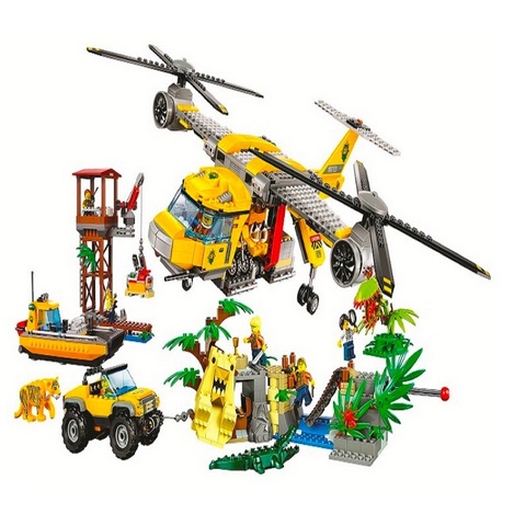 Đồ Chơi Lắp Ráp non lego city - Bela 10713 Xếp hình máy bay đội thám hiểm rừng xanh 1298 mảnh