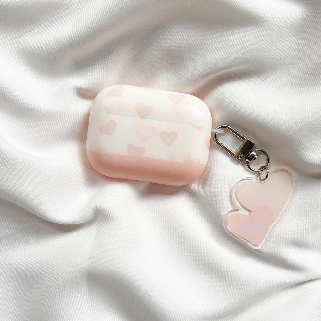 Vỏ Bảo Vệ Hộp Sạc Tai Nghe AirPods 1 2 pro 3 2021 gen3 Bluetooth Không Dây Chất Liệu Silicon Tpu Mềm Trái Tim Tím Hồng Phối Mặt Móc