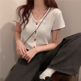 Áo len tăm mỏng cổ V có cúc nhiều màu