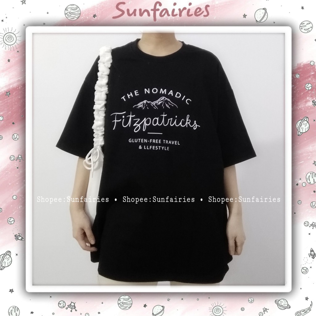 Áo thun cotton ulzzang QC freesize, áo phông dáng rộng The nomadic - Đen