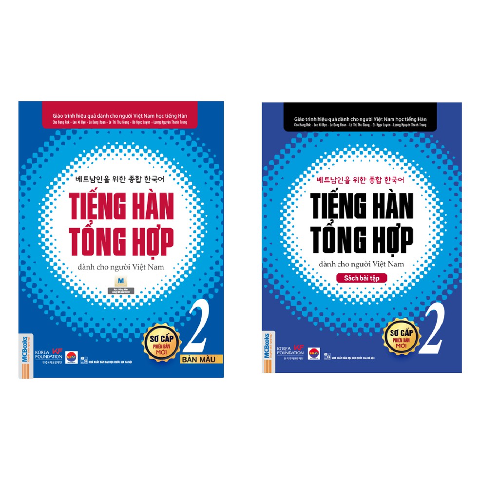 Sách - Trọn bộ Tiếng Hàn Tổng Hợp Dành Cho Người Việt Nam Sơ cấp 1 + Sơ cấp 2 (Bản màu) + Sách bài tập