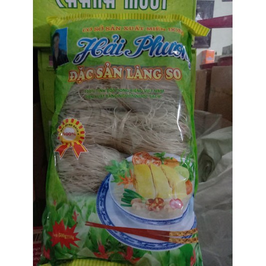 Miến làng so nhãn hiệu Hải Phương. Túi 0.5kg. Miến giòn - dai - không bị nát.