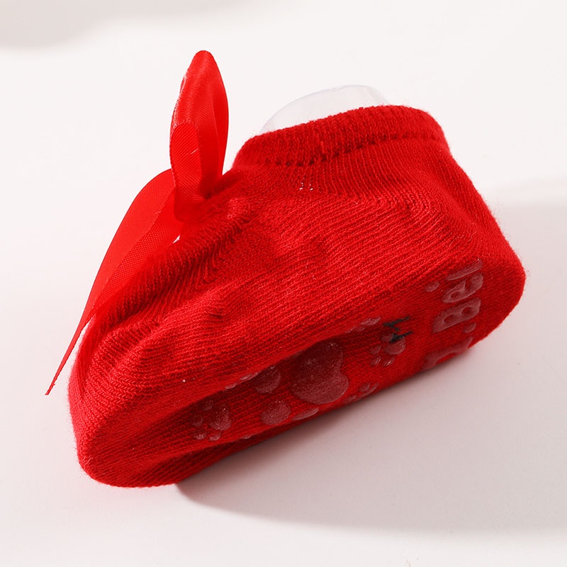 Set 3 đôi tất cotton chống trượt đính hoa/ngọc trai/nơ dễ thương xinh xắn dành cho bé gái