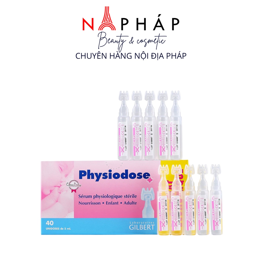 Nước Muối Sinh Lý Cho Trẻ Sơ Sinh Physiodose Hồng 40 ống x5ml Rửa Mũi, Miệng, Mắt - NA PHÁP