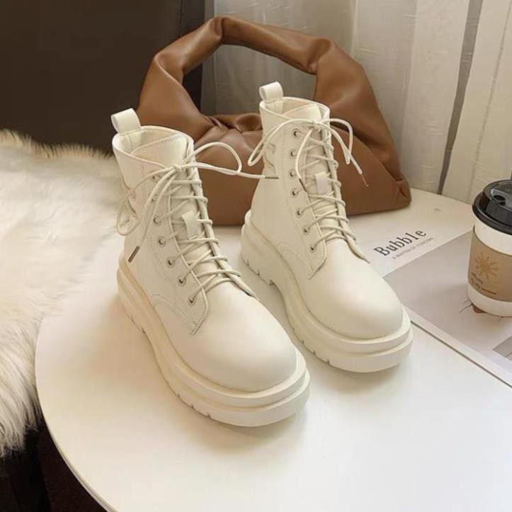 Boots Martin Ulzzang cổ ngắn đế cao 5cm / Giày boots cổ ngắn đan dây hàn quốc