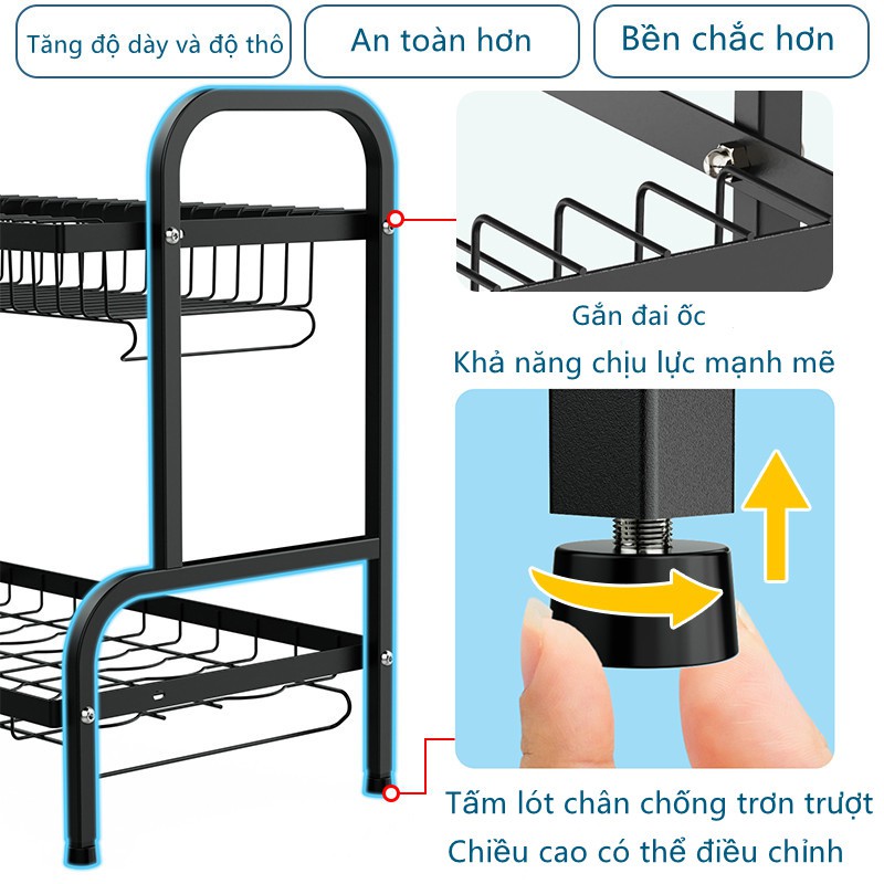 [HÀNG SẴN] GSlife Kệ Úp Chén Bát 2 Tầng Kèm Khay Hứng Nước Đa Năng Cao Cấp Phiên Bản 2022