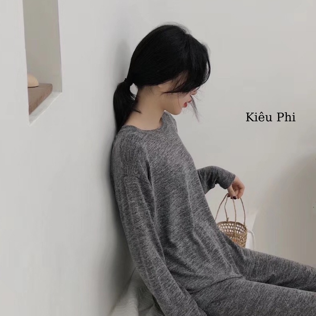 Set Bộ Mặc Nhà, Bộ Ngủ Cotton - Đồ Bộ Mặc Nhà Dài Tay  Muối Tiêu Dễ Thương Loại 1 Co Giãn Tốt 2022