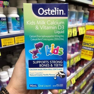 Canxi & Vitamin D3 Ostelin dạng nước cho bé, 90ml - Kids Milk Calcium & Vitamin D3 Liquid Ostelin