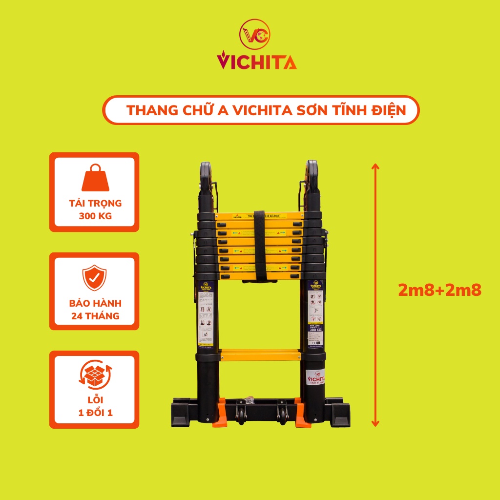 Thang nhôm rút đôi chữ A  - Sơn tĩnh điện