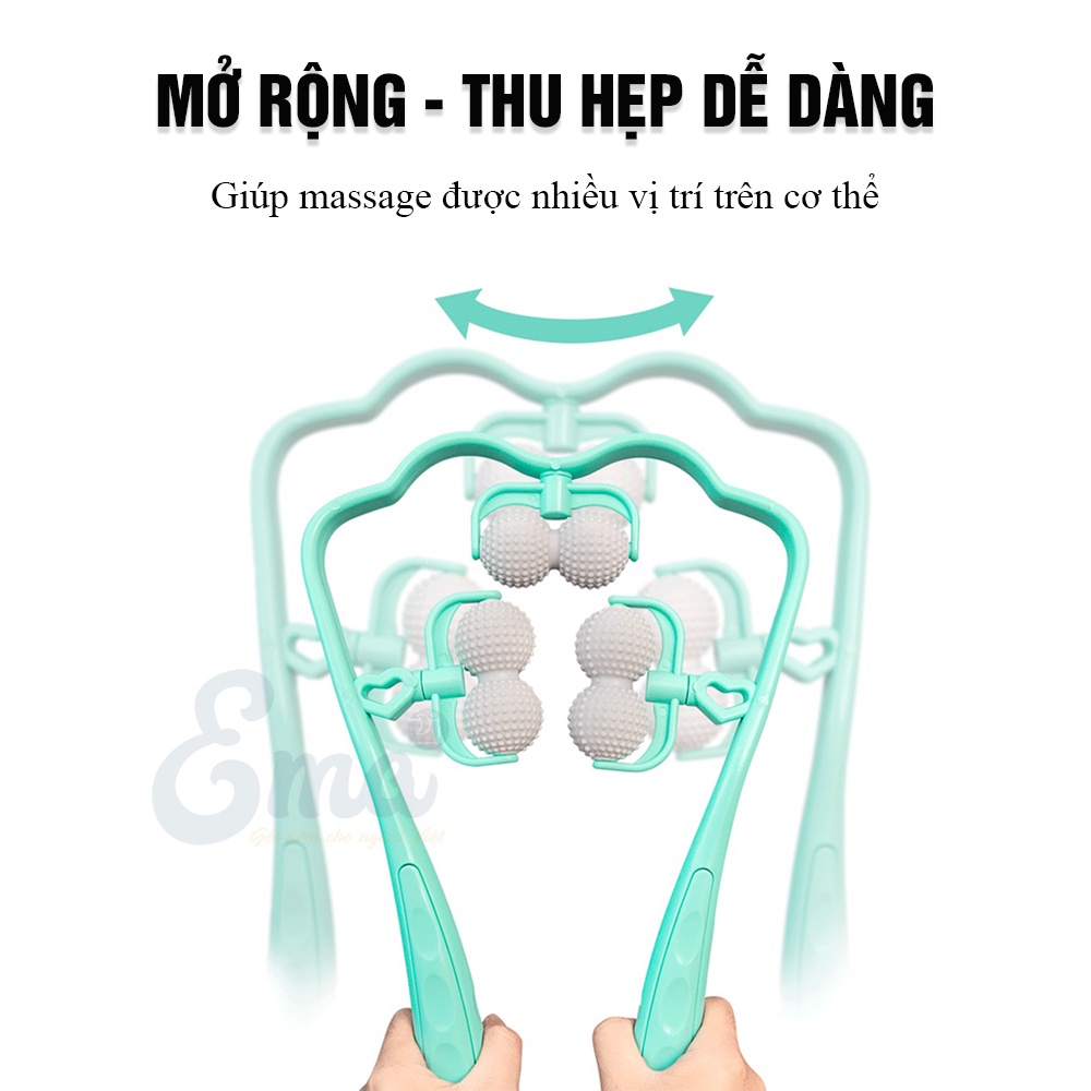 Con lăn massage cổ vai gáy loại 6 bóng gai massage 360° cao cấp EMA