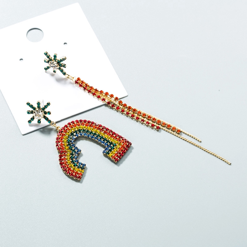 Korean Fashion Wild Simple Chain Tassel Earrings Rhinestone Bohemian Style Drop Earrings