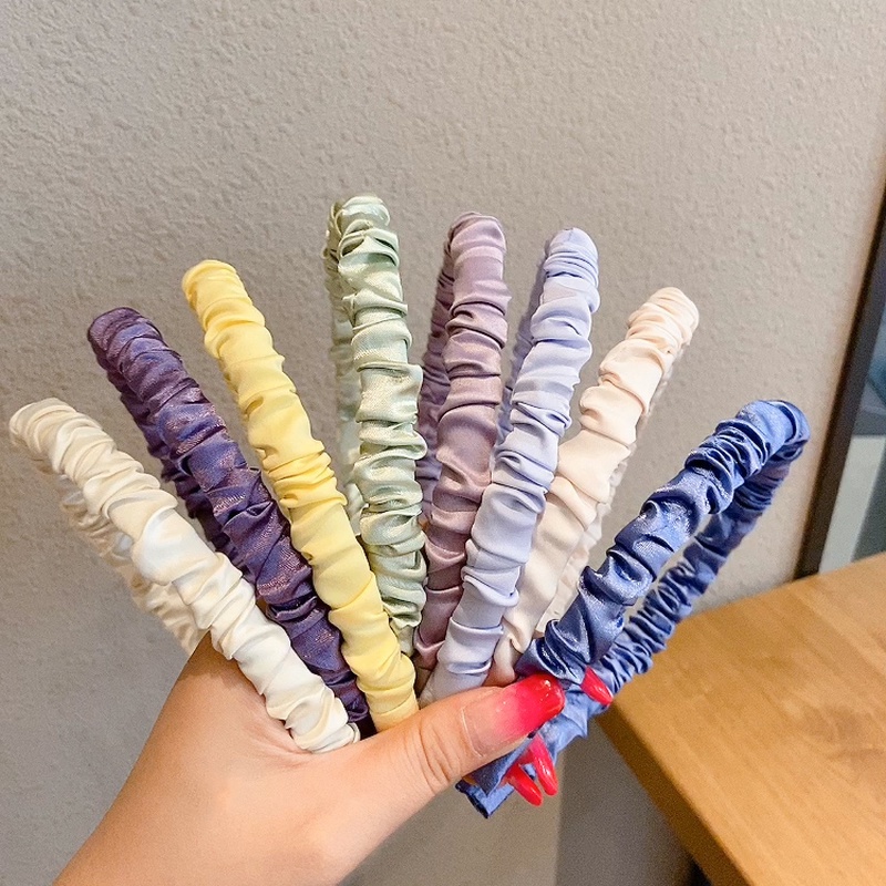 Băng Đô Bản Rộng Họa Tiết Sọc Caro Màu Kẹo Phong Cách Hàn Quốc Thời Trang