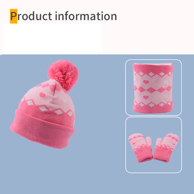 Set Đồ 3 Món Gồm Mũ + Khăn Choàng + Găng Tay Mùa Đông Bằng Vải Nhung Dành Cho Trẻ Em