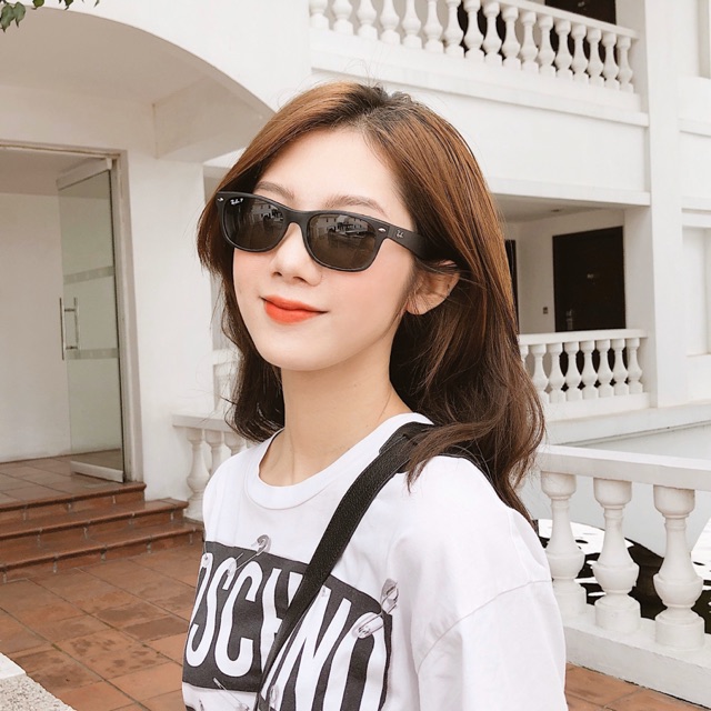 Kính Rayban New Wayfarer RB2123 bản đen unisex mẫu phổ thông dễ đeo polarized chống loá