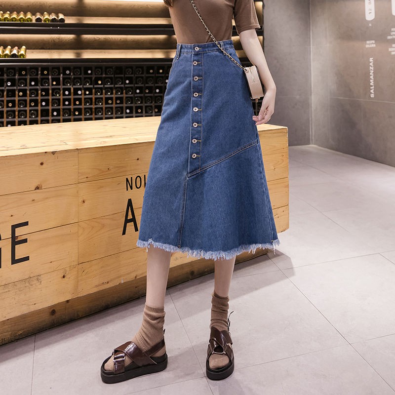 chân váy jean Đuôi Cá Dáng Chữ A Có Size Lớn 80-200 Kg Thời Trang Xuân Hè Dành Cho Nữ | BigBuy360 - bigbuy360.vn