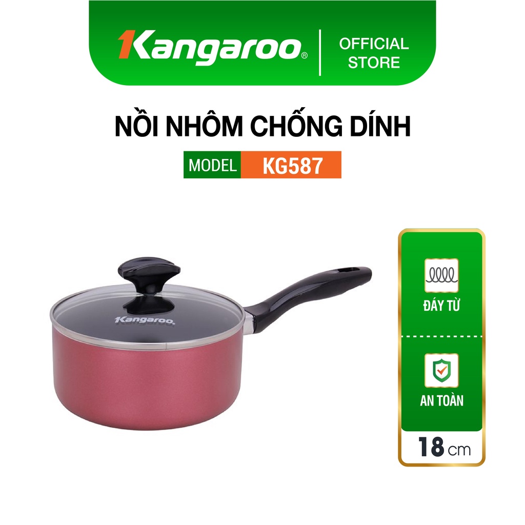 [Mã ELHADEV giảm 4% đơn 300K] Nồi nhôm chống dính có nắp – đáy từ KG587 Kangaroo