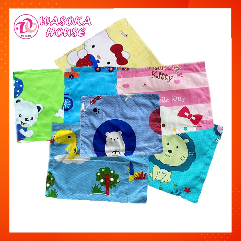 Vỏ áo gối nằm trẻ em, vải cotton Thắng Lợi mềm, mát, nhiều họa tiết hoạt hình đáng yêu thân thiện