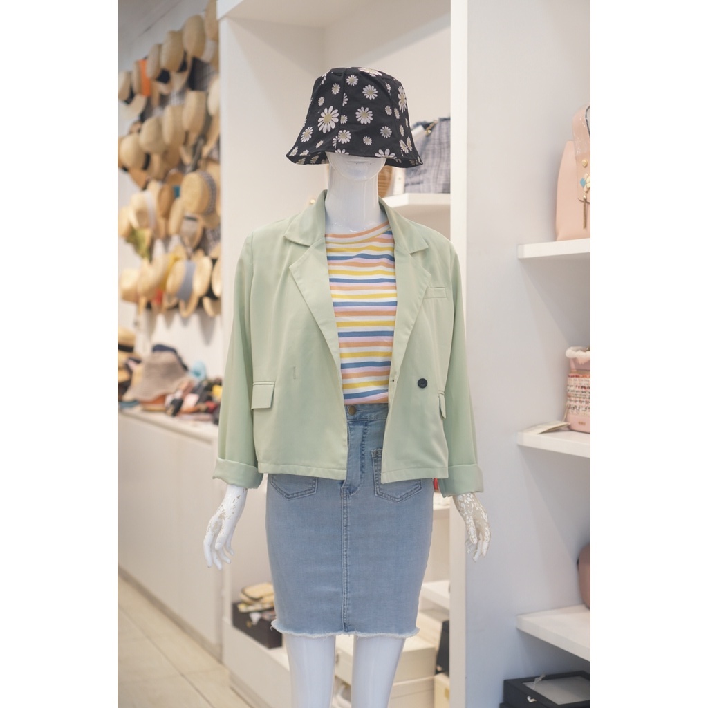Blazer Form Ngắn Xanh Bơ 090