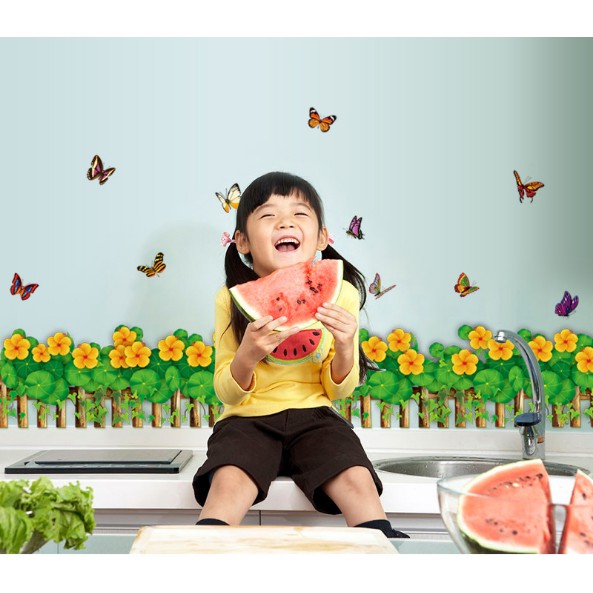 Decal trang trí chân tường hoa Vàng rực rỡ