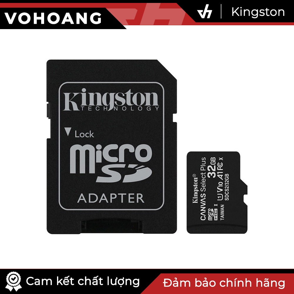 Thẻ nhớ Kingston 32GB microSDHC Canvas Select 100R CL10 UHS-I Tặng kèm Adapter