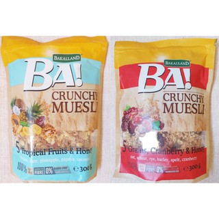 [FLASH SALE] Combo 2 Ngũ cốc ăn sáng giảm cân Bakalland Crunchy Muesli trái cây sấy dinh dưỡng cao cấp đủ loại 300gr