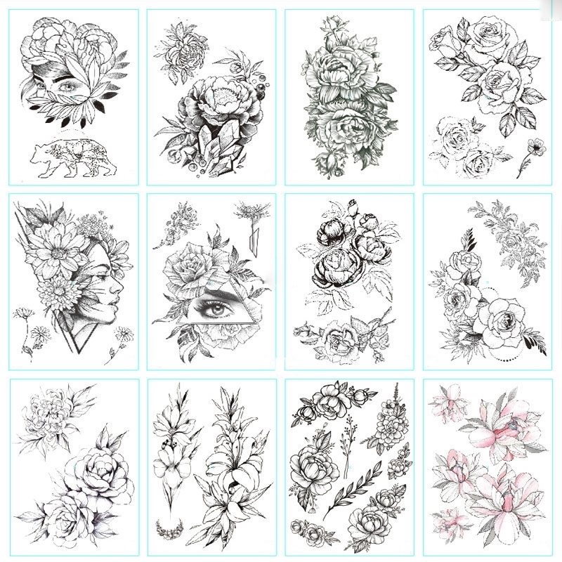 Realistic Flower Body Art Painting Arm Legs Tattoos Sticker/ portable Temporary Waterproof Tattoo Stickers