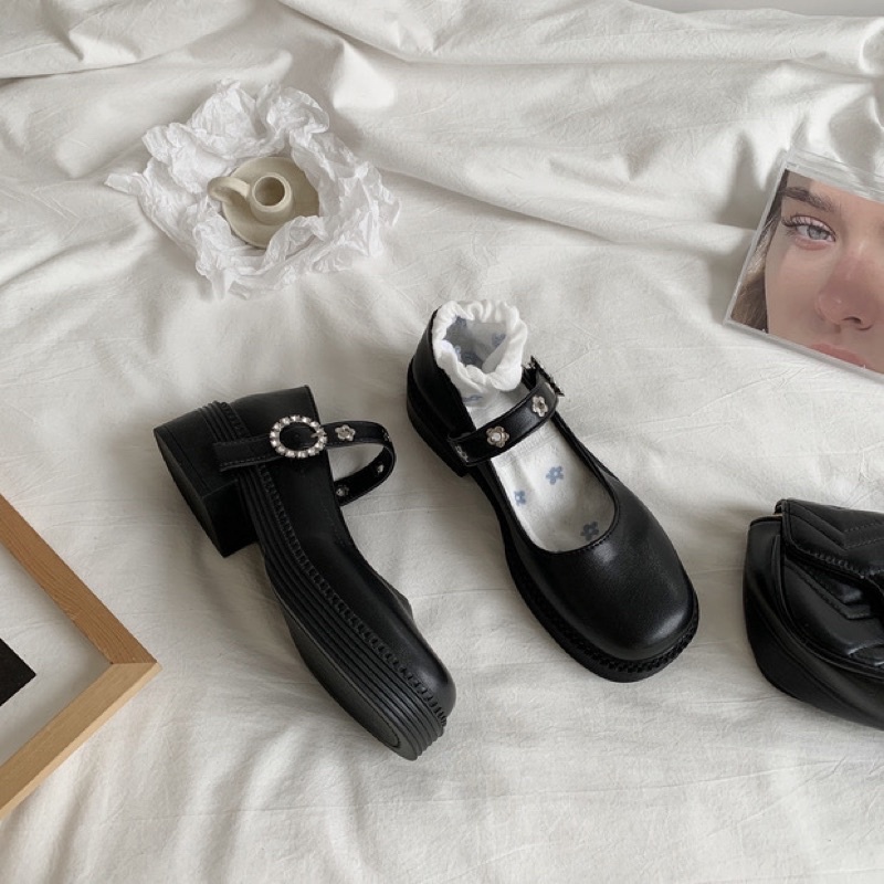 Giày búp bê có quai Mary Jane Yannie Lolita vintage học sinh đế cao