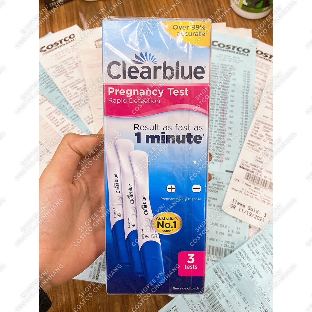 Que thử thai siêu nhanh trong 1 phút, que thử điện tử chính xác 99% Clearblue 1 minute