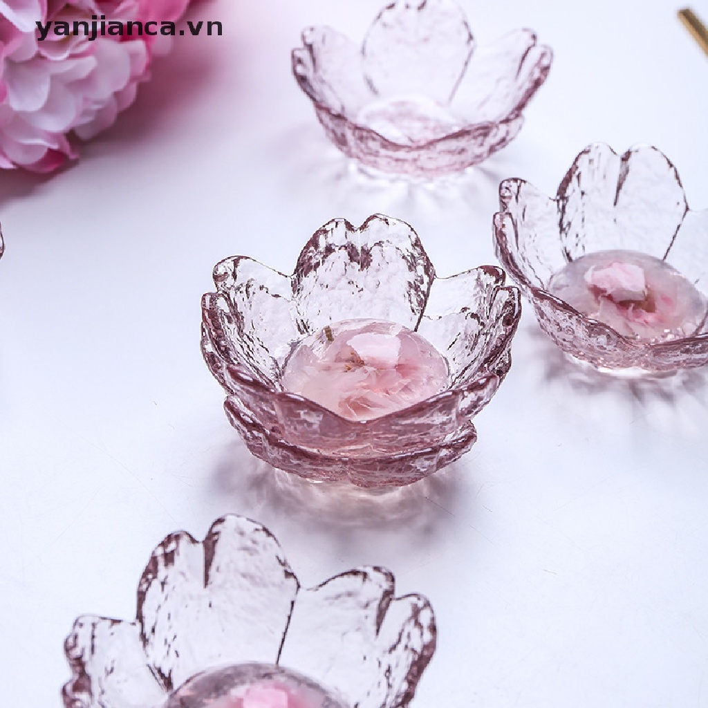 Đĩa thủy tinh đựng nước chấm hình hoa anh đào phong cách Bắc Âu chất lượng cao