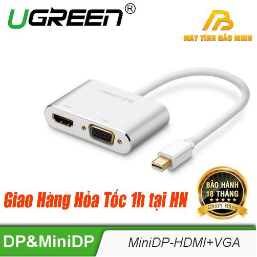 Cổng Chuyển Đổi Mini DisplayPort sang HDMI và VGA Ugreen 20421 (Màu Bạc) - Hàng Chính Hãng