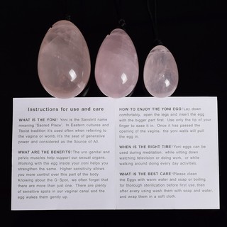 3Pcs Rose Quartz Crystal Yoni Egg For Kegel Exercise +1pc 105mm Massage Stick