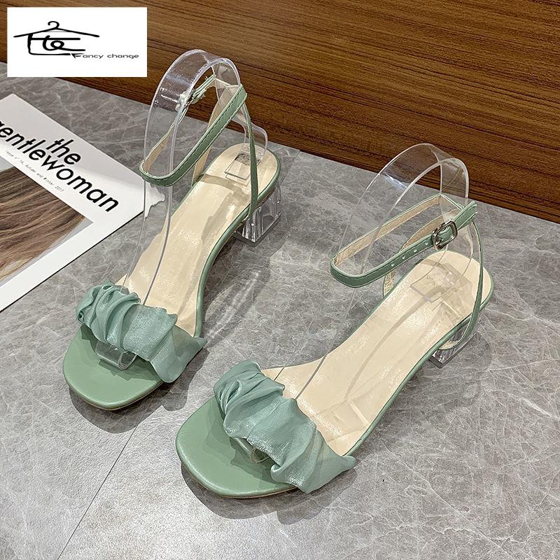 Giày Sandal Cao Gót Hở Ngón Quai Đính Đá Pha Lê Phong Cách Roman Hàng Mới 2022 Thời Trang Mùa Hè Dành Cho Bạn Nữ